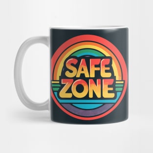 Retro LGBT Safe zone Sign Rainbow Mug